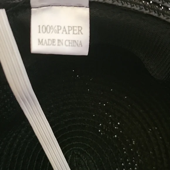 Black Sunhat w/ Gold chain & chiffon detail - Picture 4 of 4